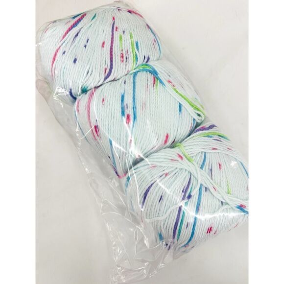 COPY - 3 Premier Cotton Sprout Speckles Yarn 100% Cotton CANDY White Pink Purpl… - Picture 4 of 7